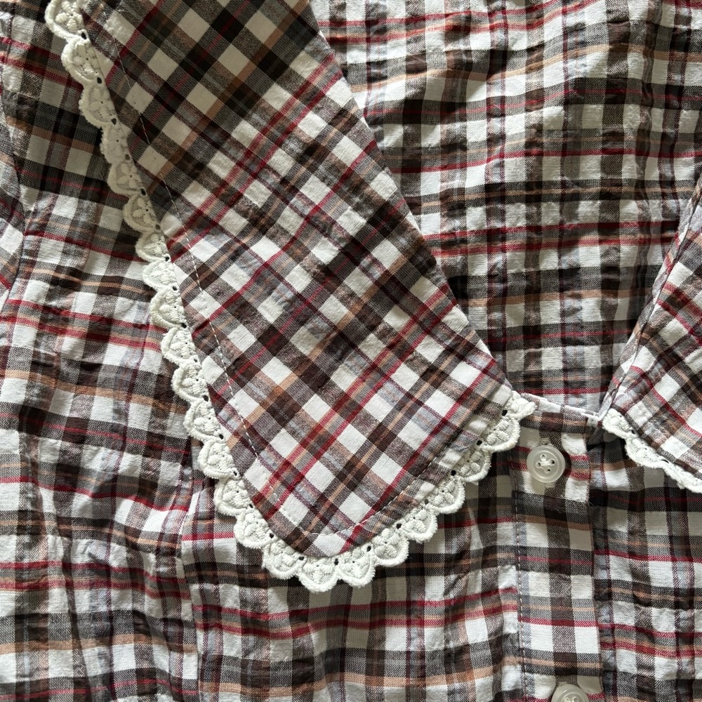 Anthropologie Maeve Button Down Shirt with Peter Pan Collar and Puff Sleeves S - Picture 4 of 5